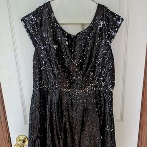 Forever 21 Black/Silver Sequin Fit and Flare Dress